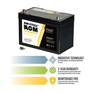 Go Power! 100Ah 12V Sun Cycle AGM Solar Battery - GP-AGM-100-12V