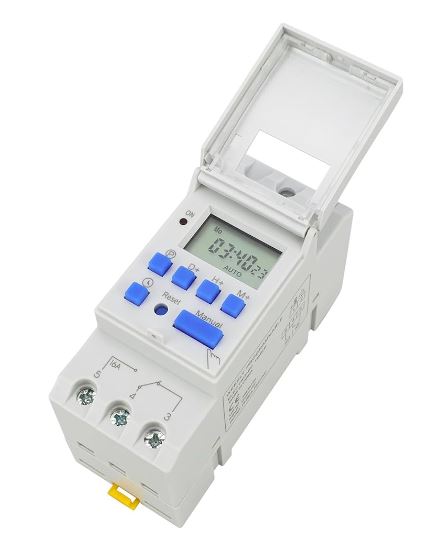 GCSUPERMARKET THC15A DIN Rail Digital Programmable Timer Switch - DC12V / AC110-220V