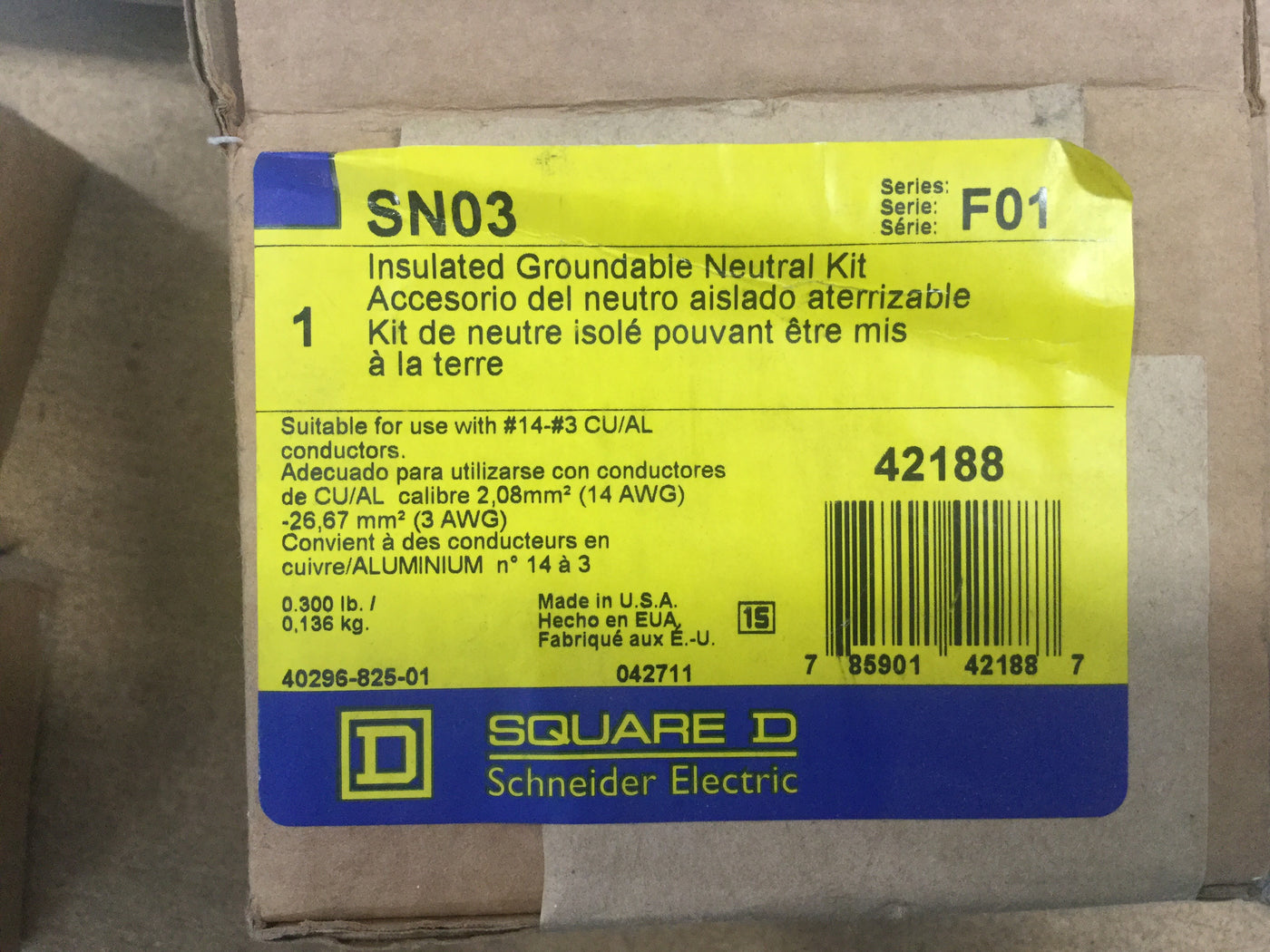 Sn03 Clearance Sale! - Square D SN03 Insulated Groundable Neutral Kit ...