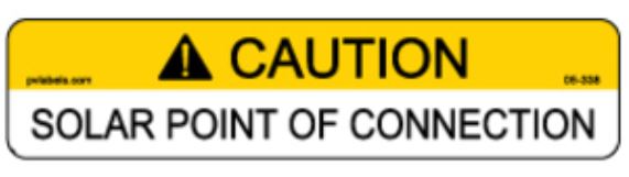 PV Label - CAUTION - SOLAR POINT OF CONNECTION - 10 Pack