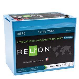 RELiON 12Volt 75AH Lithium Iron Phosphate Battery - RB75